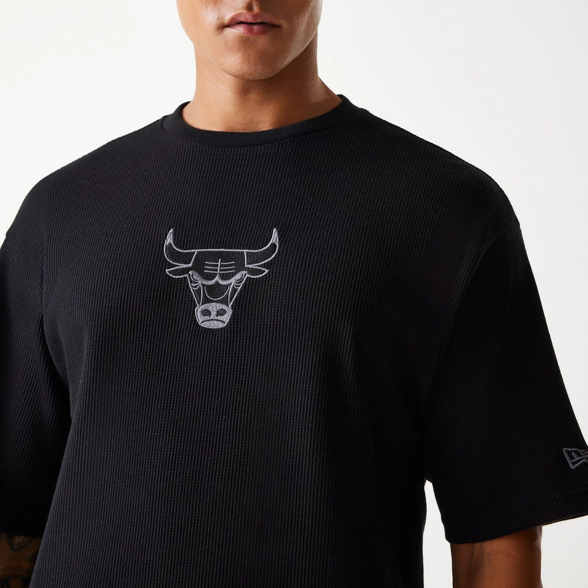 Chicago Bulls NBA Waffle Black Oversized T-Shirt-klyvox