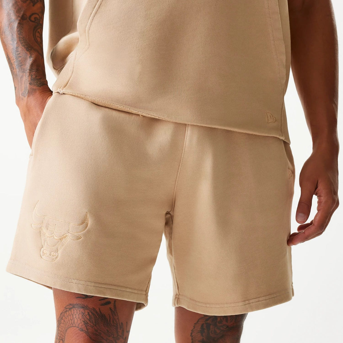 Chicago Bulls NBA Washed Beige Shorts-klyvox