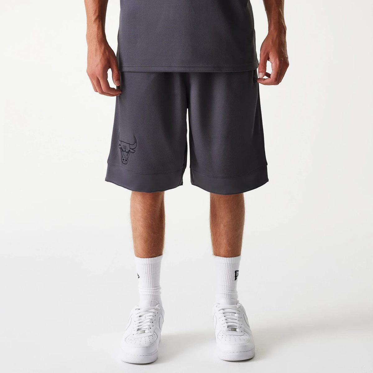 Chicago Bulls NBA Tonal Dark Grey Mesh Shorts-klyvox