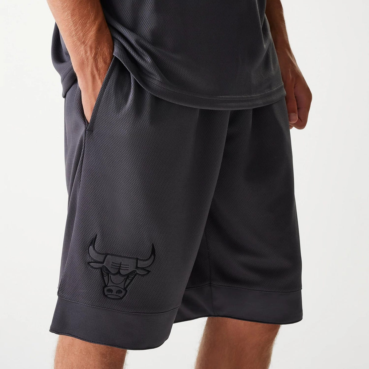 Chicago Bulls NBA Tonal Dark Grey Mesh Shorts-klyvox