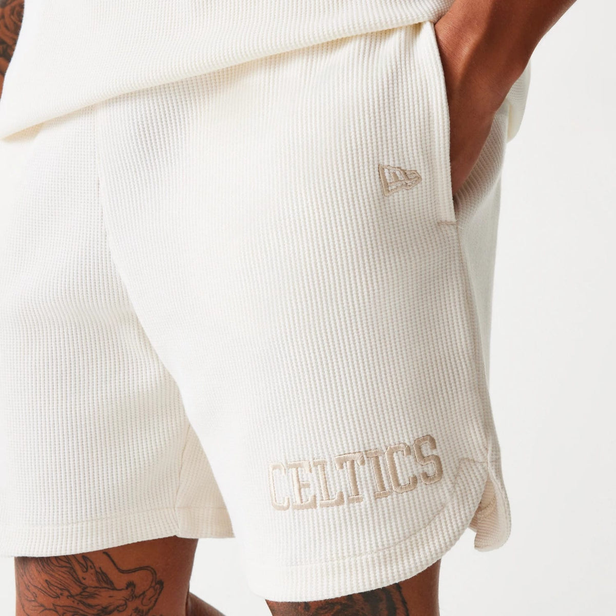 Boston Celtics NBA Waffle Open White Shorts-klyvox