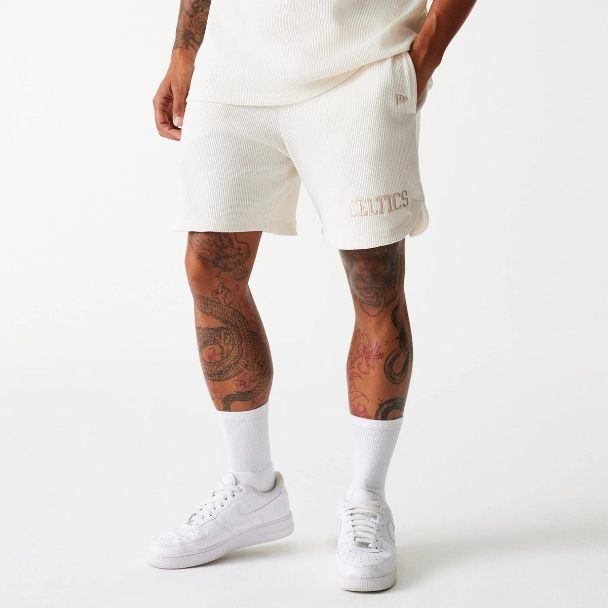 Boston Celtics NBA Waffle Open White Shorts-klyvox