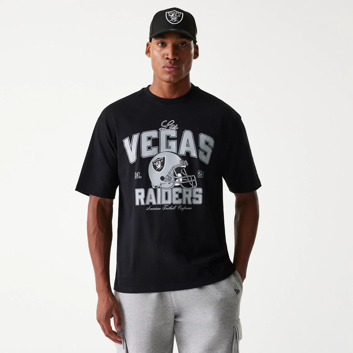 Las Vegas Raiders NFL Helmet Black Oversized T-Shirt-klyvox