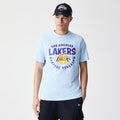 LA Lakers NBA Bubble Wordmark Pastel Blue T-Shirt-klyvox