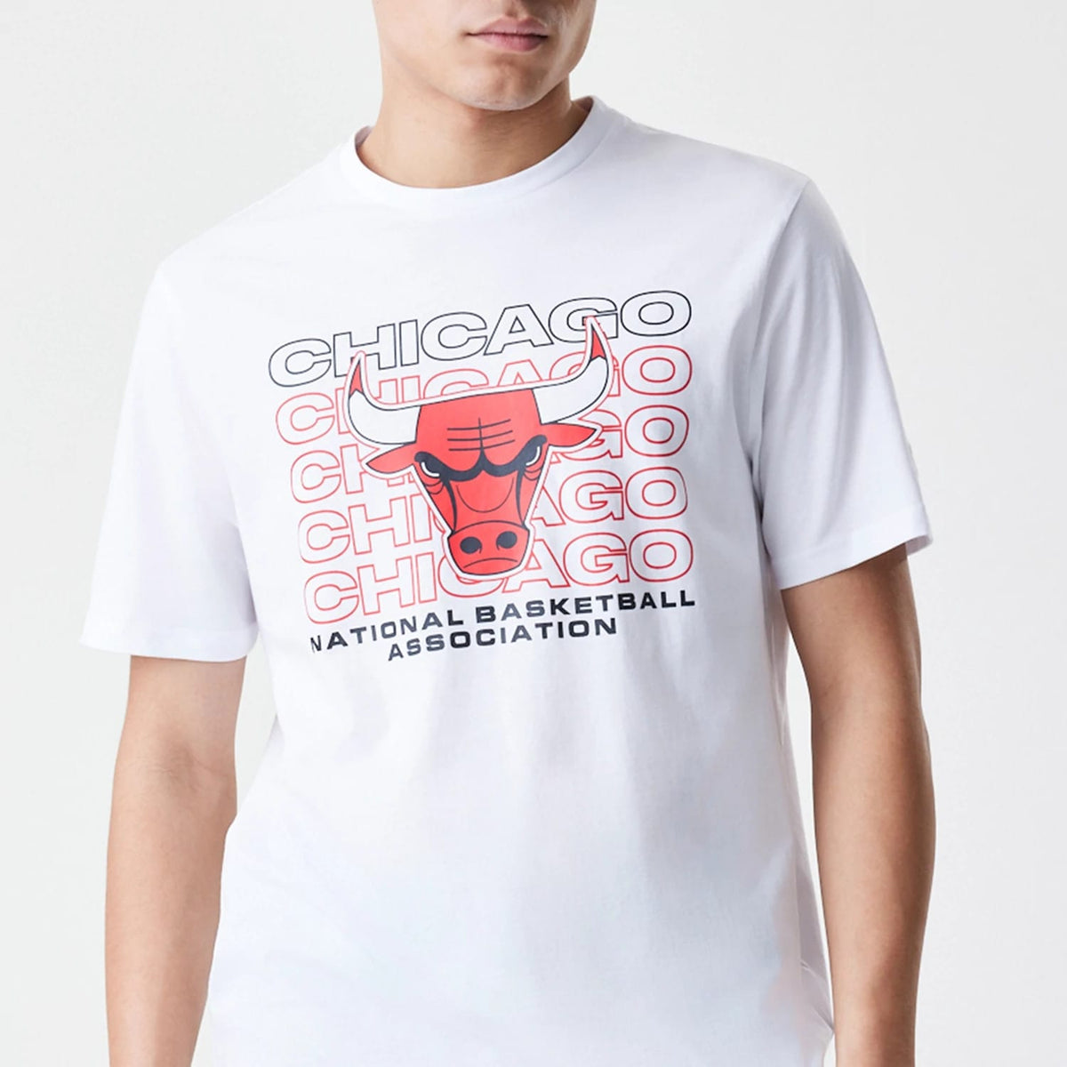 Chicago Bulls NBA Stack Wordmark White T-Shirt-klyvox