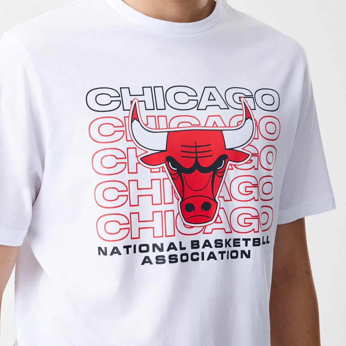 Chicago Bulls NBA Stack Wordmark White T-Shirt-klyvox