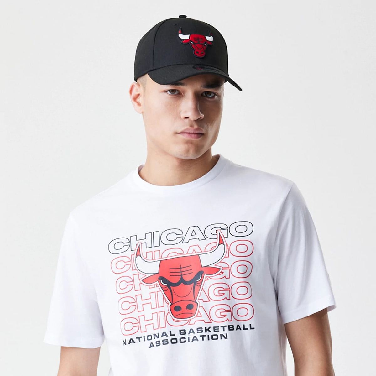 Chicago Bulls NBA Stack Wordmark White T-Shirt-klyvox