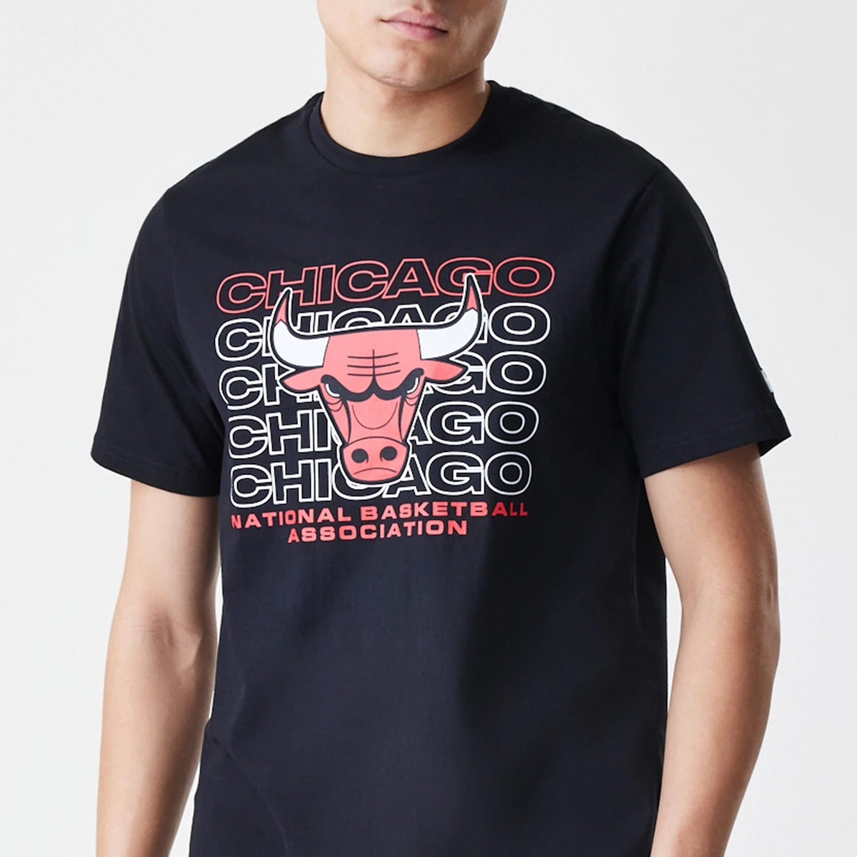 Chicago Bulls NBA Stack Wordmark Black T-Shirt-klyvox