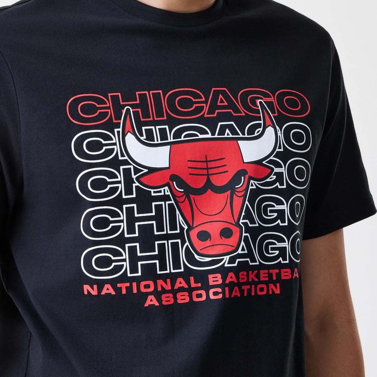 Chicago Bulls NBA Stack Wordmark Black T-Shirt-klyvox