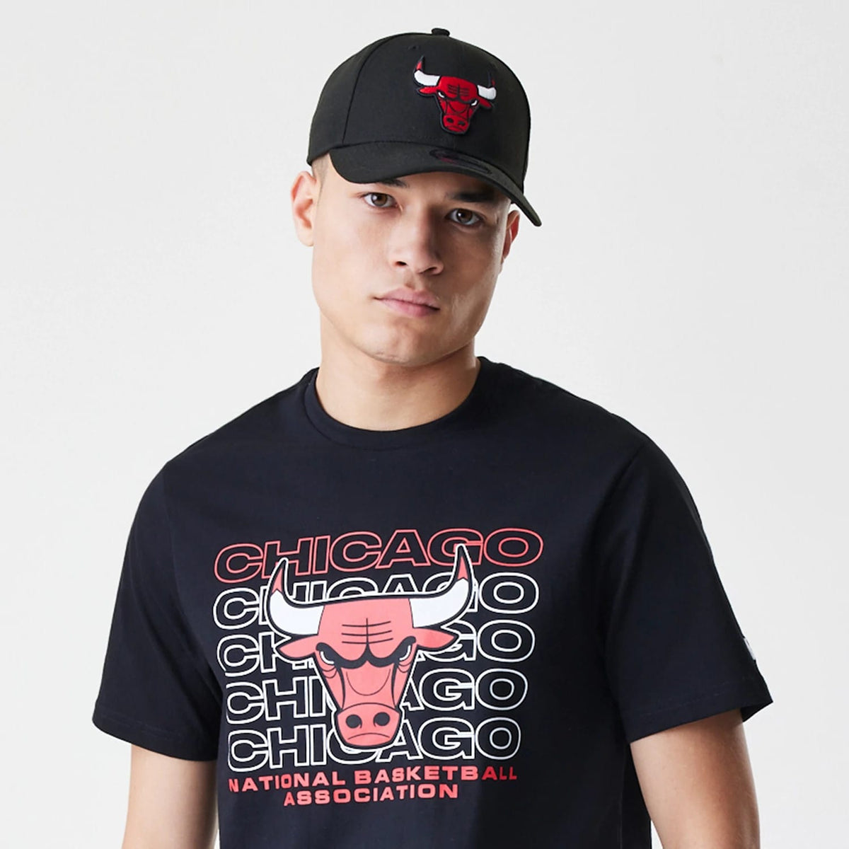 Chicago Bulls NBA Stack Wordmark Black T-Shirt-klyvox