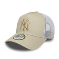 New York Yankees MLB League Essential Light Beige 9FORTY E-Frame Trucker Adjustable Cap-klyvox