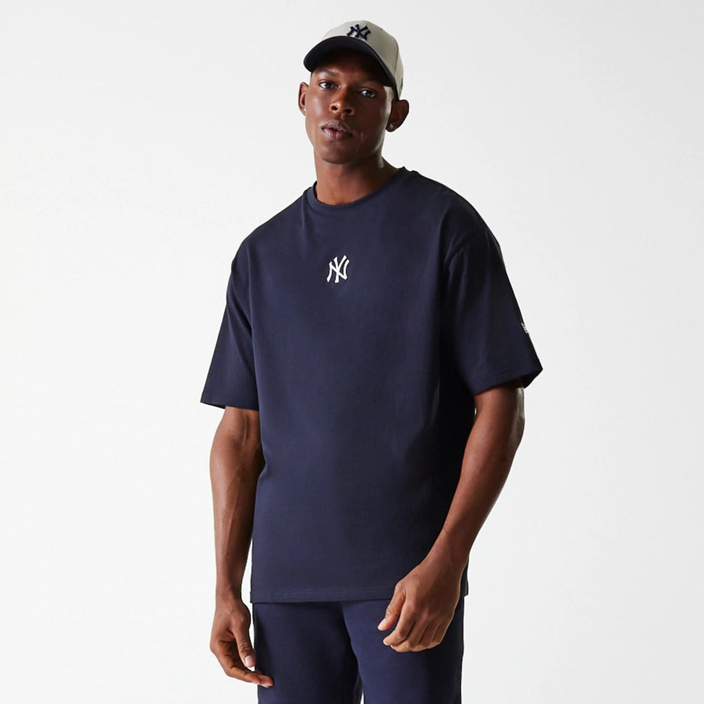 New York Yankees MLB League Essential Navy Oversized T-Shirt-klyvox