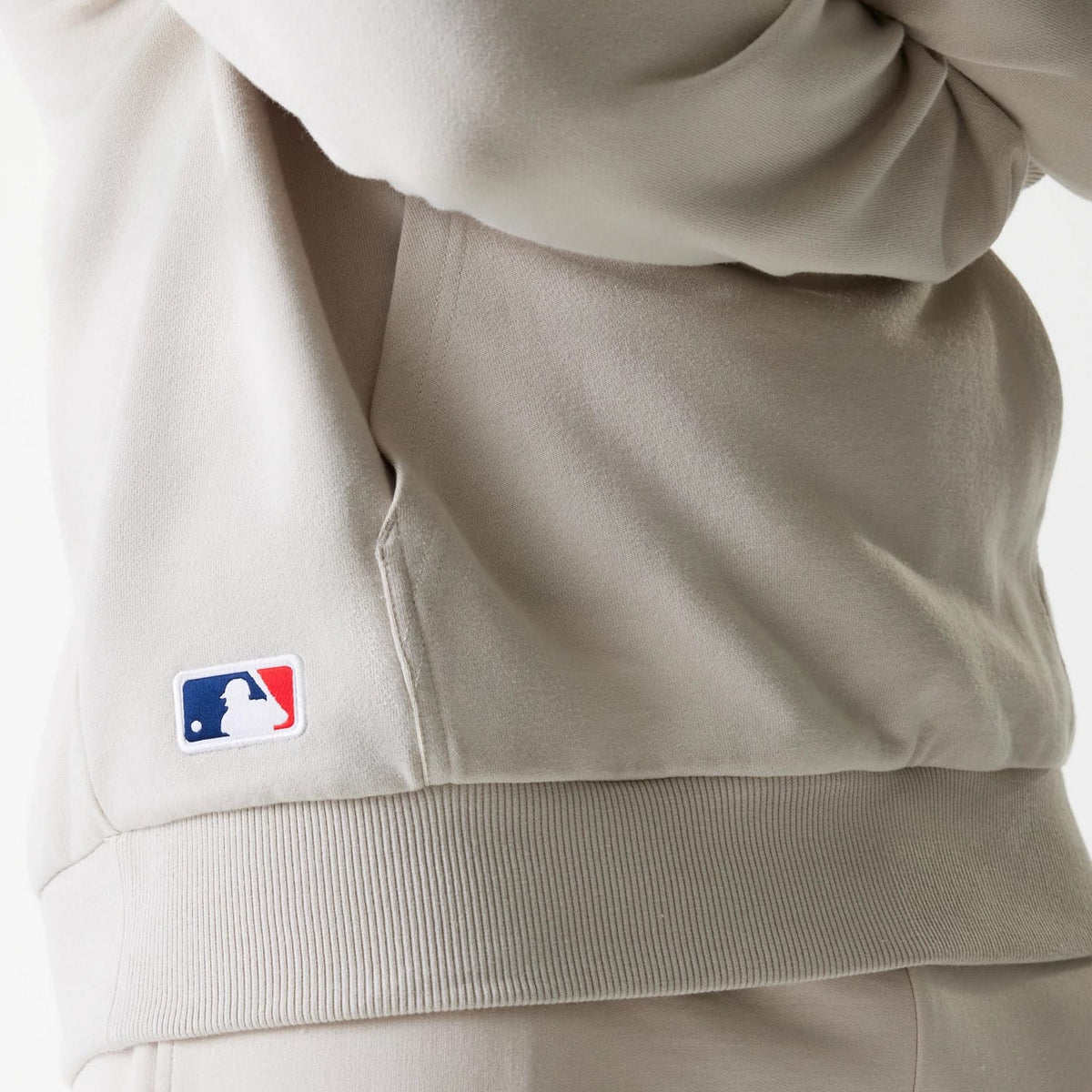 New York Yankees MLB League Essential Midi French Terry Cream Oversized Pullover Hoodie-klyvox