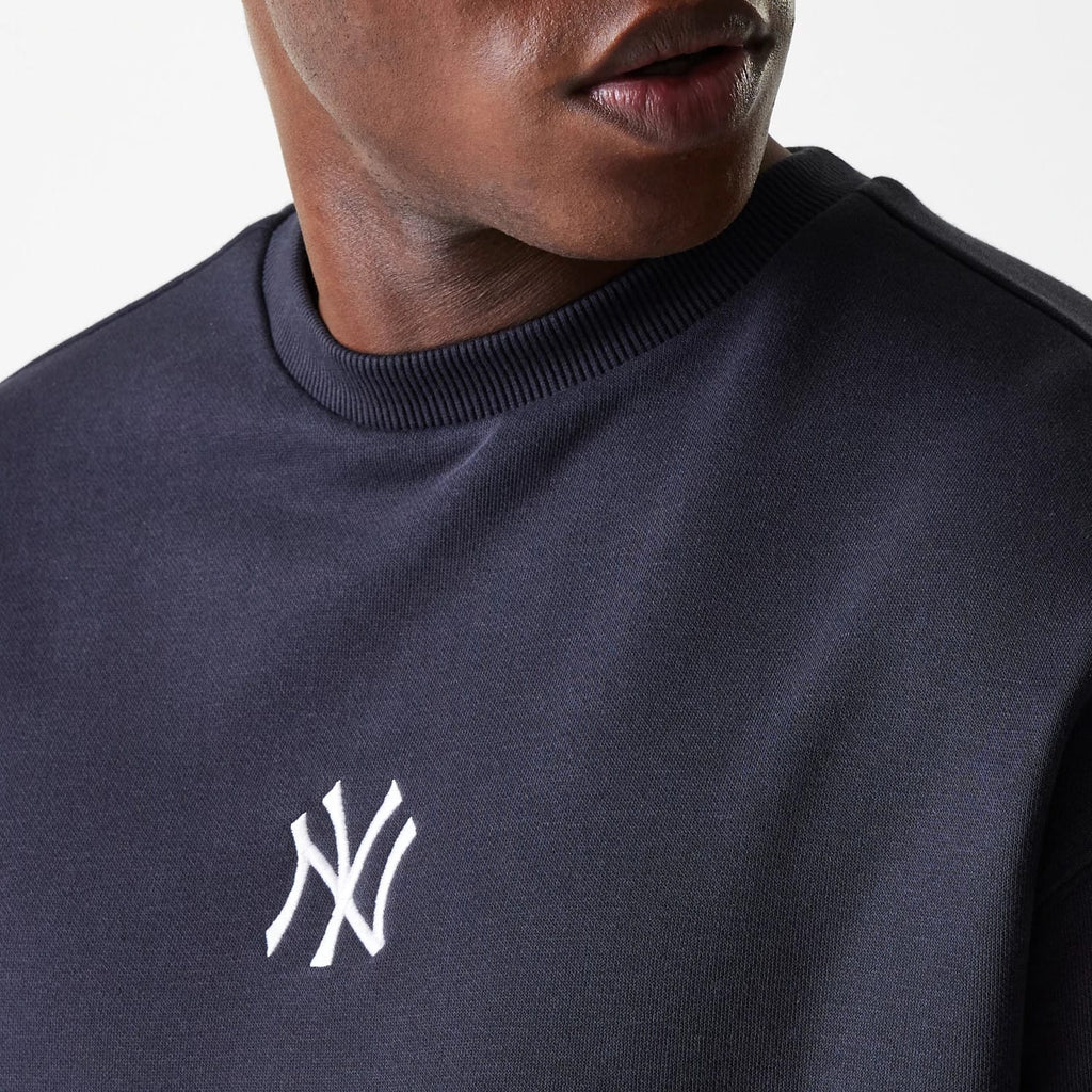 New York Yankees MLB League Essential French Terry Navy Crew Neck Sweater-klyvox