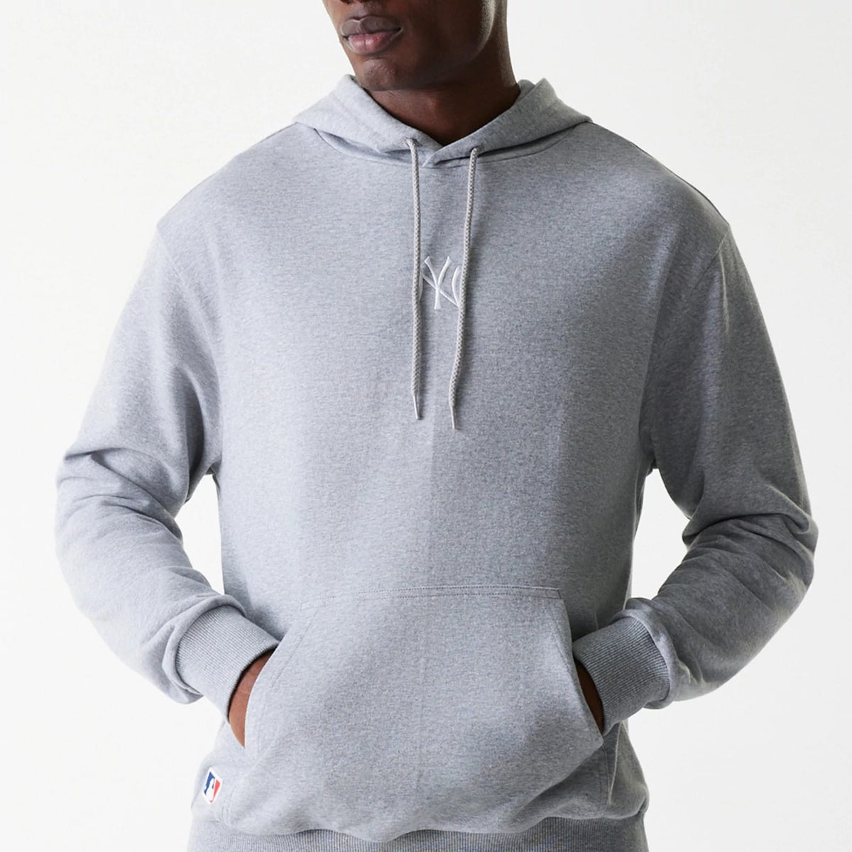 New York Yankees MLB League Essential Midi French Terry Grey Oversized Pullover Hoodie-klyvox