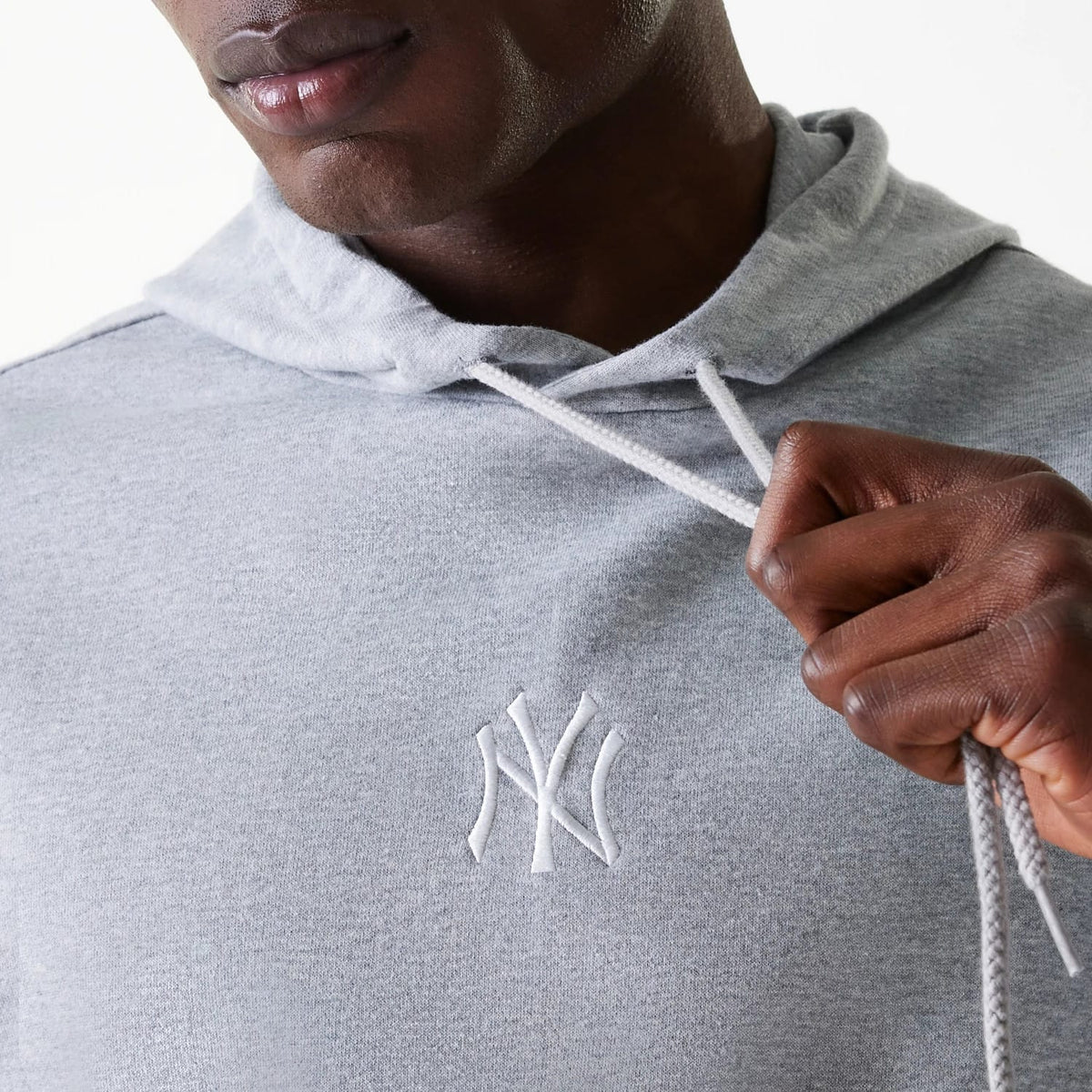 New York Yankees MLB League Essential Midi French Terry Grey Oversized Pullover Hoodie-klyvox