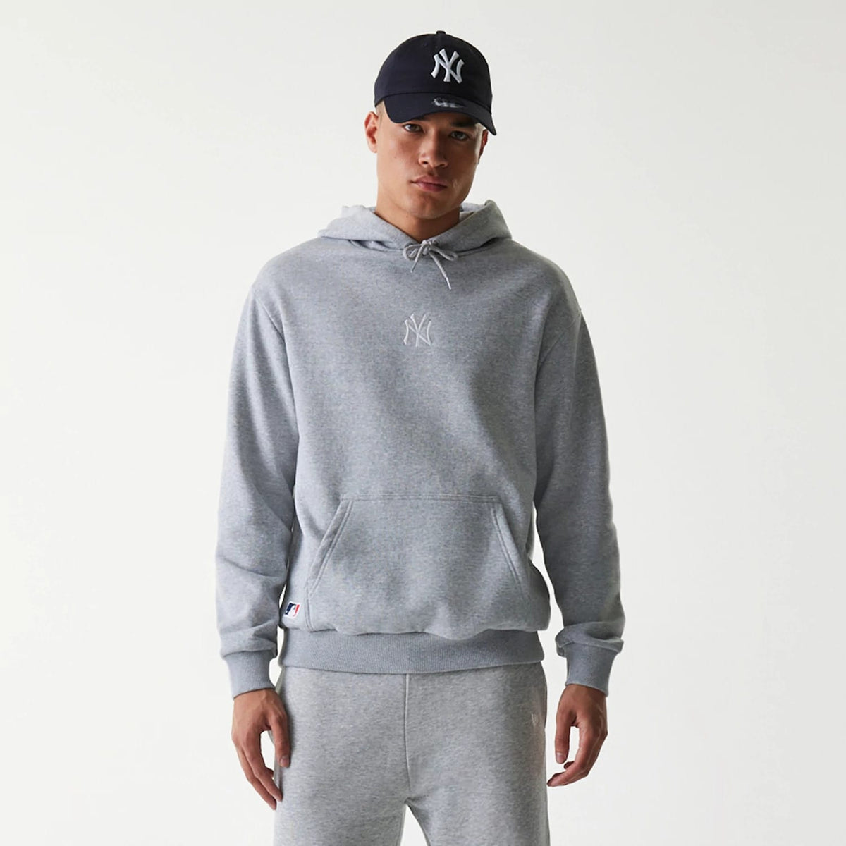 New York Yankees MLB League Essential Grey Oversized Pullover Hoodie-klyvox