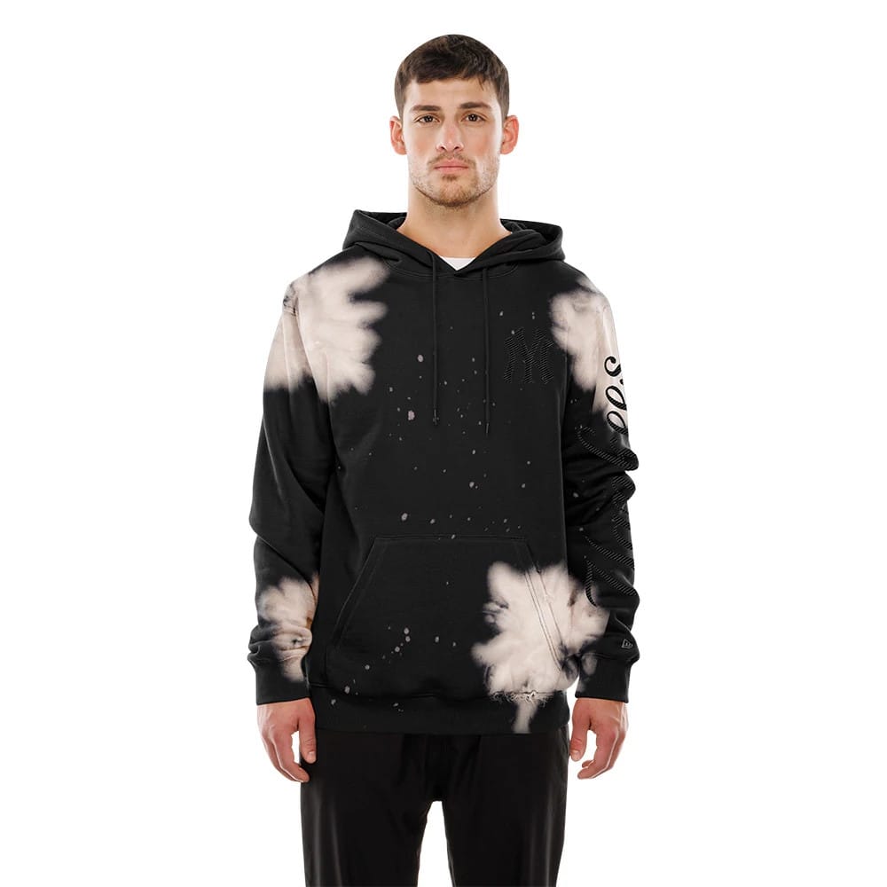New York Yankees MLB Bleach Out Black Pullover Hoodie-klyvox
