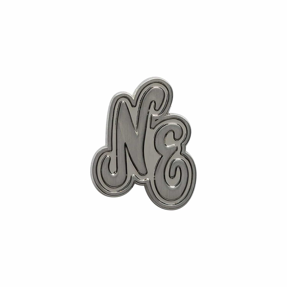 New Era Script Heritage Connect Silver Pin Badge-klyvox