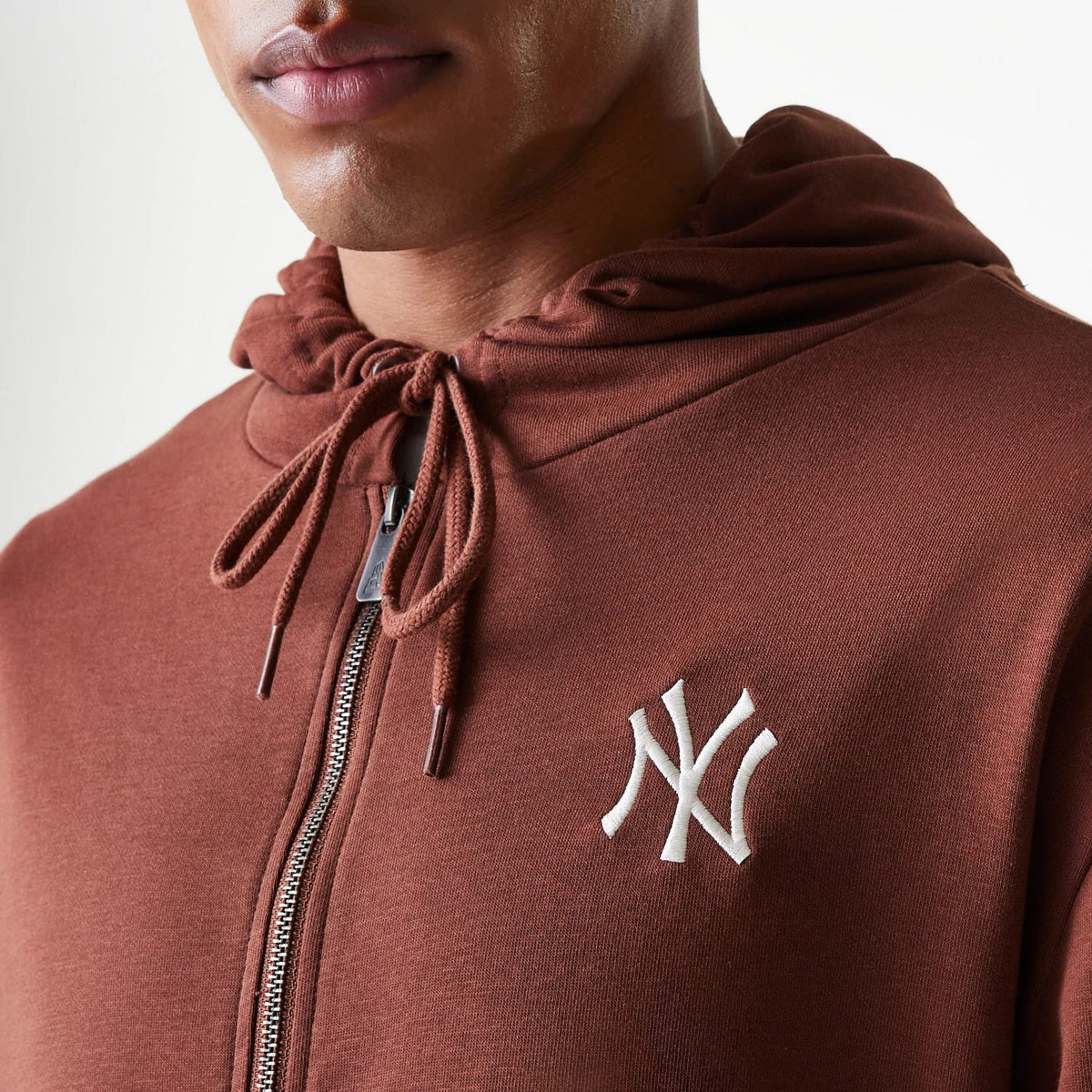 New York Yankees MLB Midi League Essential Brown Oversized Full Zip Hoodie-klyvox