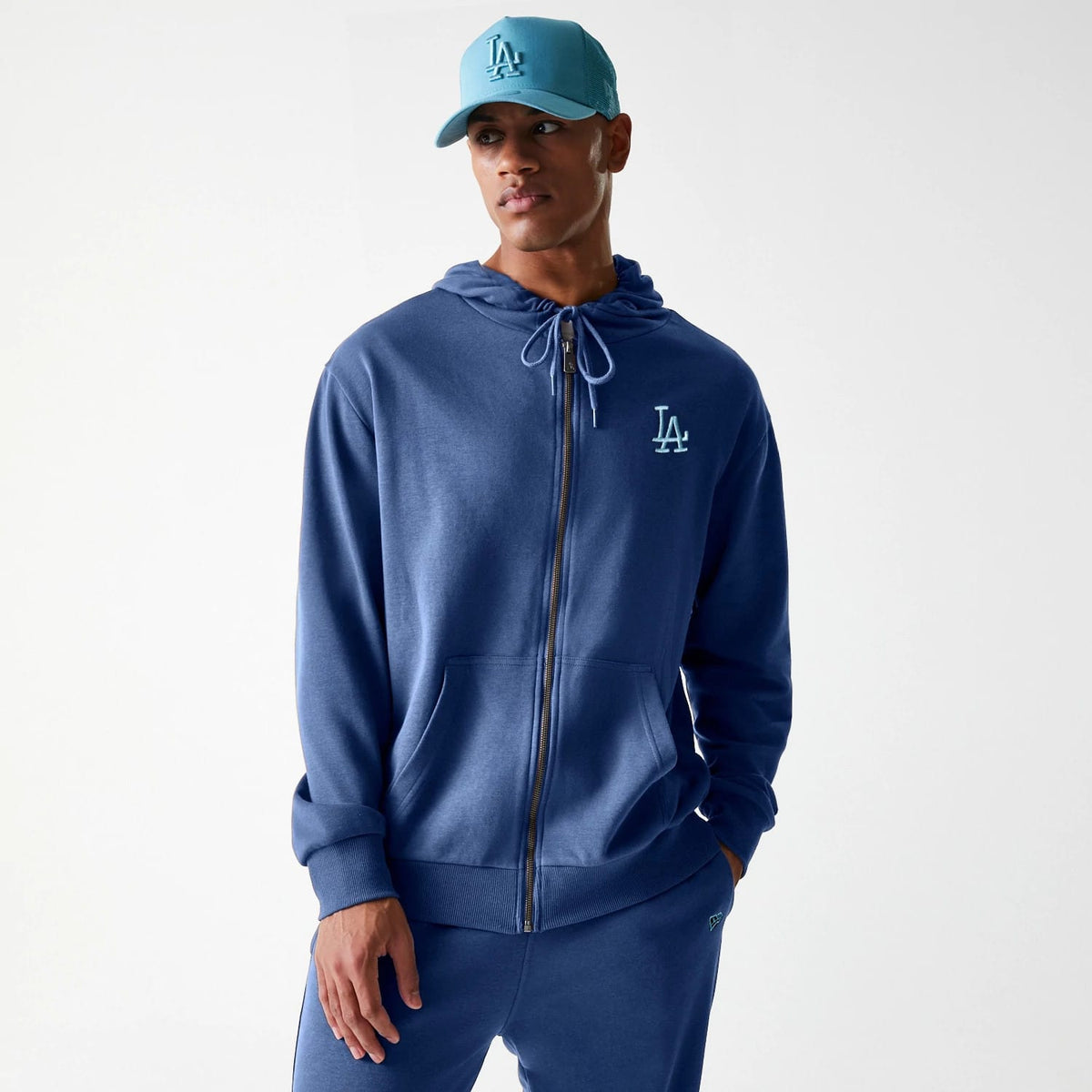 LA Dodgers MLB Midi League Essential Dark Blue Oversized Full Zip Hoodie-klyvox