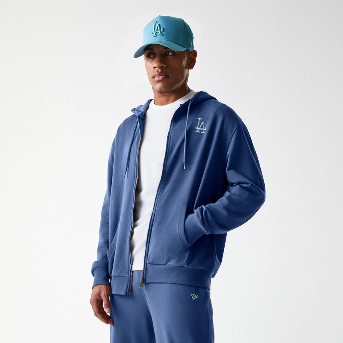 LA Dodgers MLB Midi League Essential Dark Blue Oversized Full Zip Hoodie-klyvox