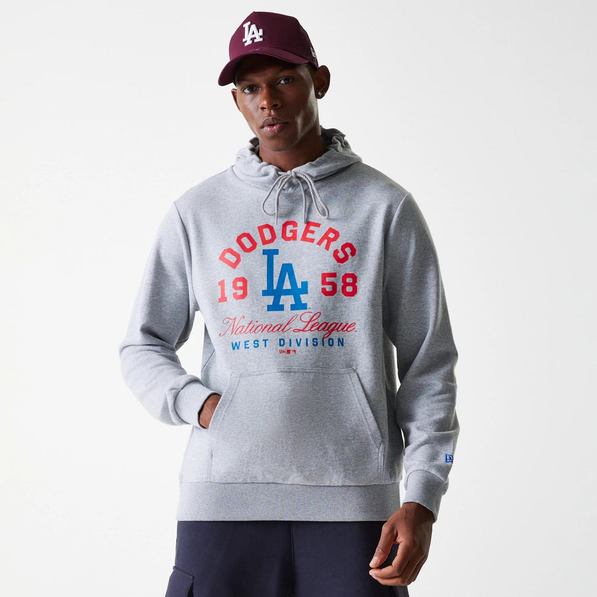 LA Dodgers MLB Wordmark Grey Pullover Hoodie-klyvox