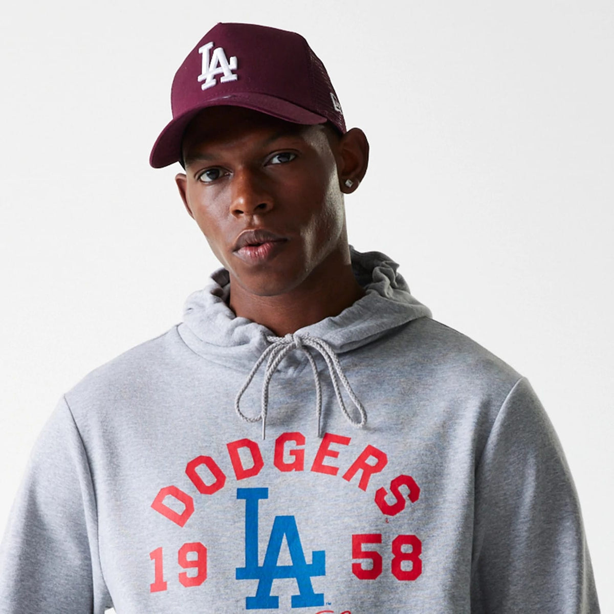LA Dodgers MLB Wordmark Grey Pullover Hoodie-klyvox