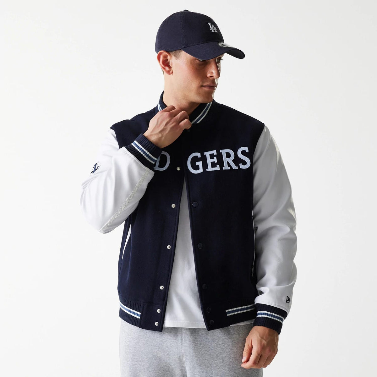 LA Dodgers MLB Wordmark Navy Varsity Jacket-klyvox