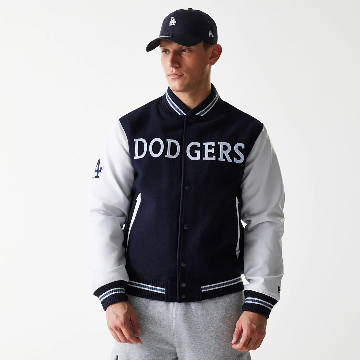 LA Dodgers MLB Wordmark Navy Varsity Jacket-klyvox