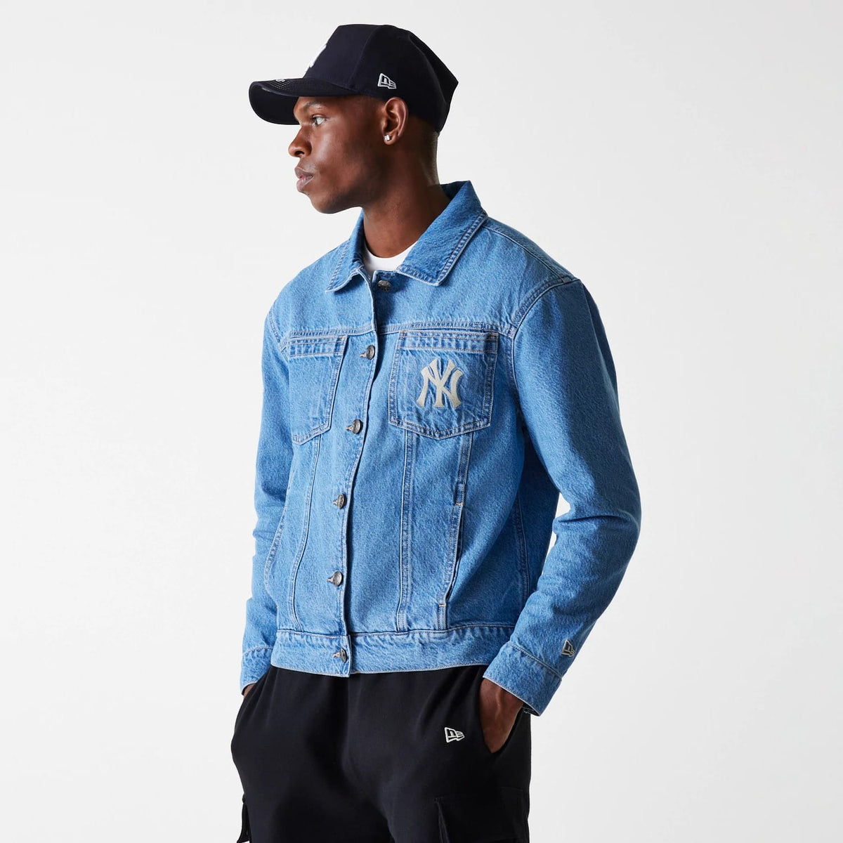 New York Yankees MLB Dark Blue Denim Jacket-klyvox