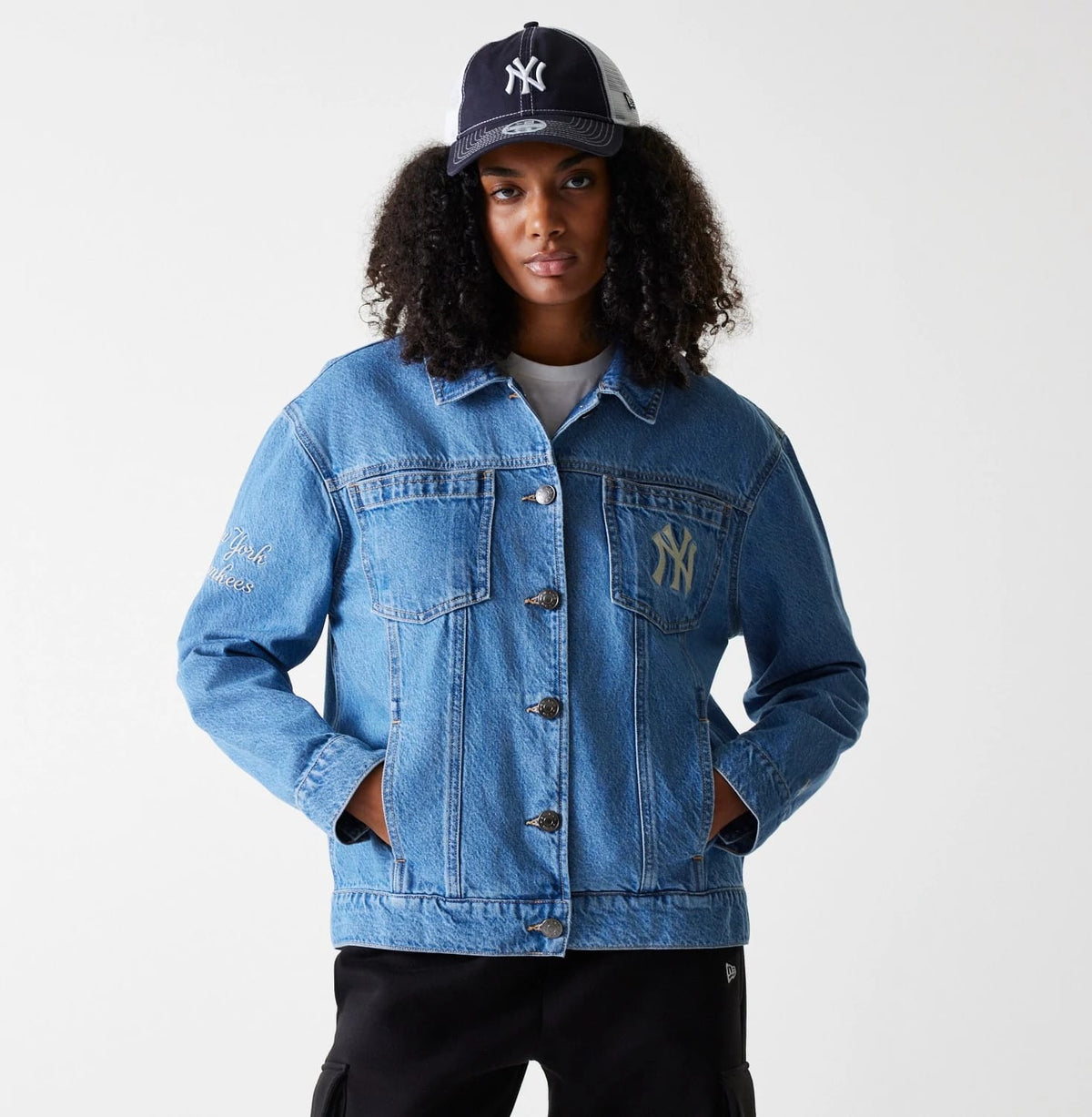 New York Yankees MLB Dark Blue Denim Jacket-klyvox