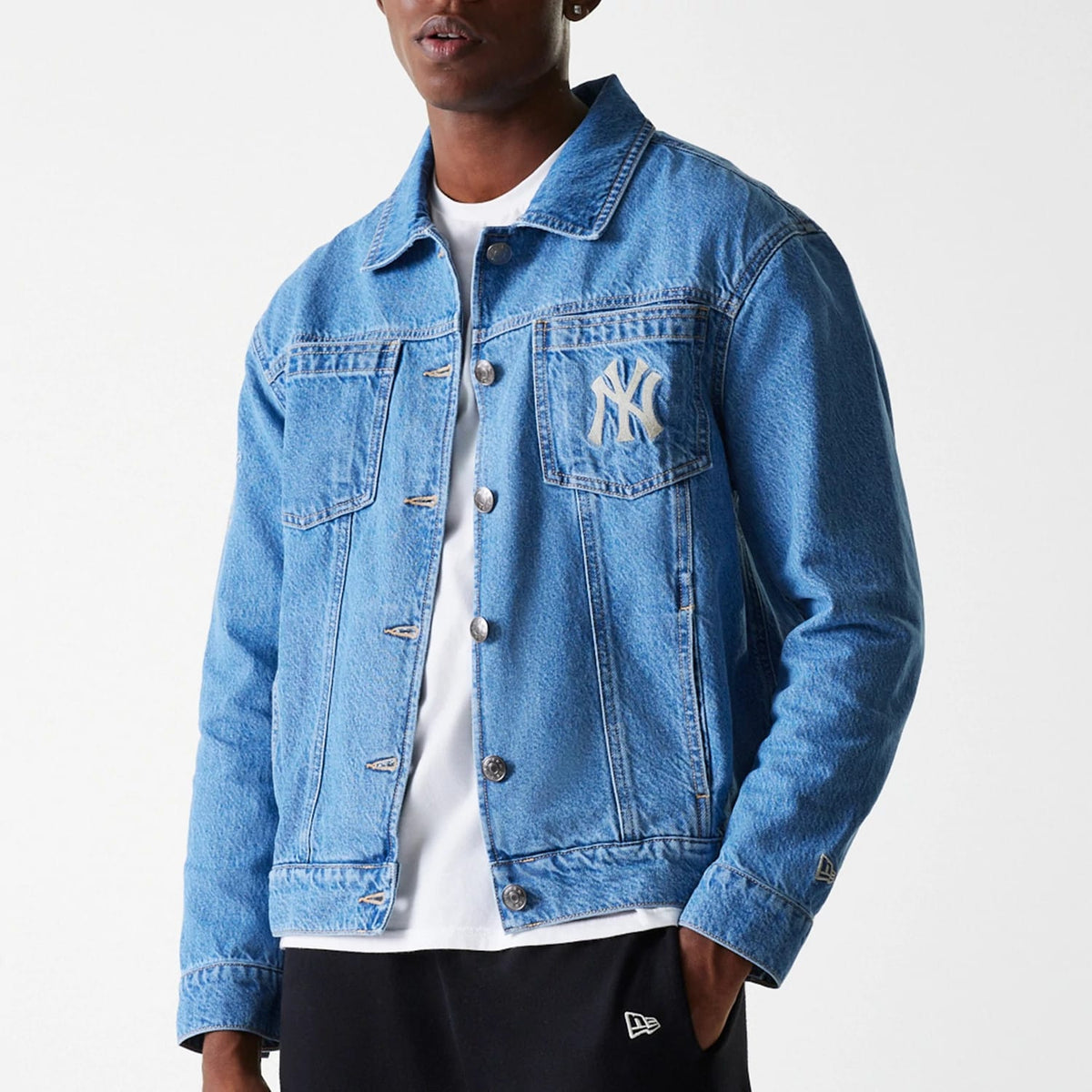 New York Yankees MLB Dark Blue Denim Jacket-klyvox