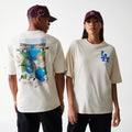 LA Dodgers MLB Baseball Graphic Light Beige Oversized T-Shirt-klyvox