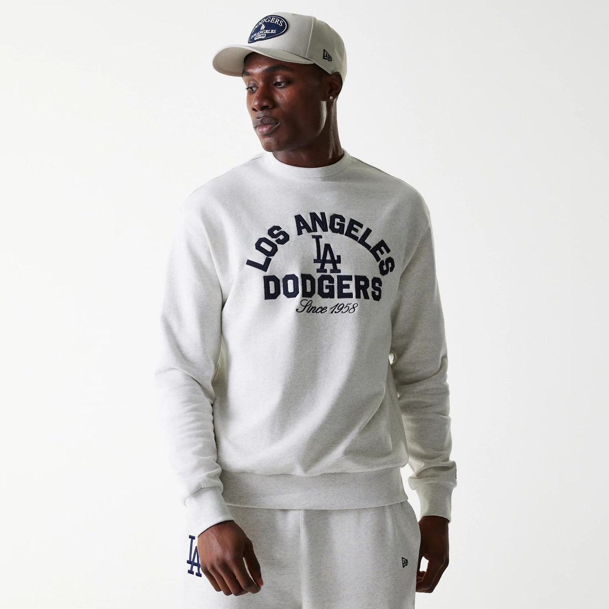 LA Dodgers MLB Heritage Pastel Grey Oversized Crew Neck Sweater-klyvox