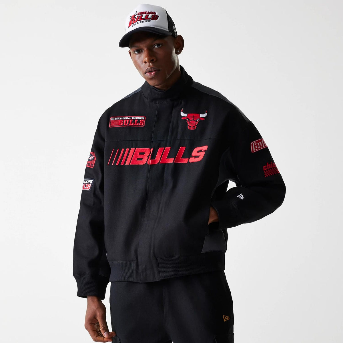 Chicago Bulls NBA Black Motorsports Jacket-klyvox