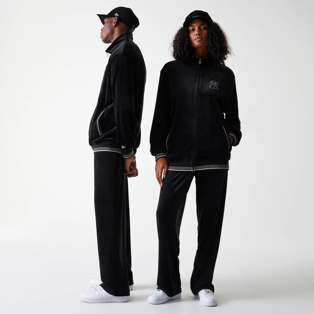 New York Yankees MLB Velour Black Track Pants-klyvox