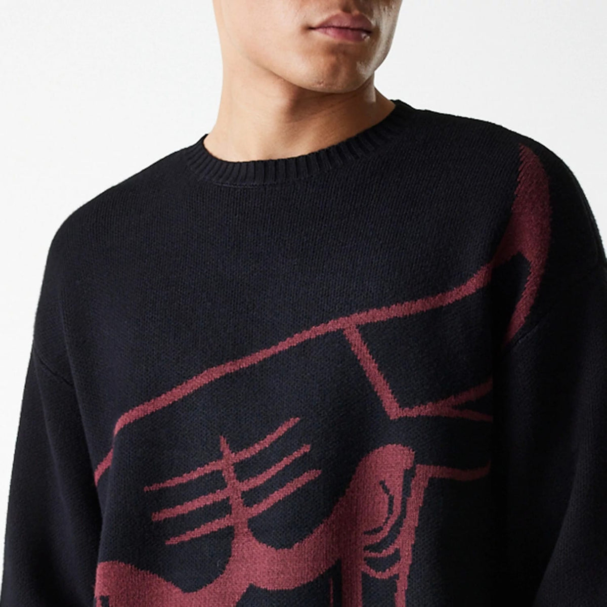 Chicago Bulls NBA Knit Black Oversized Knit Sweater-klyvox