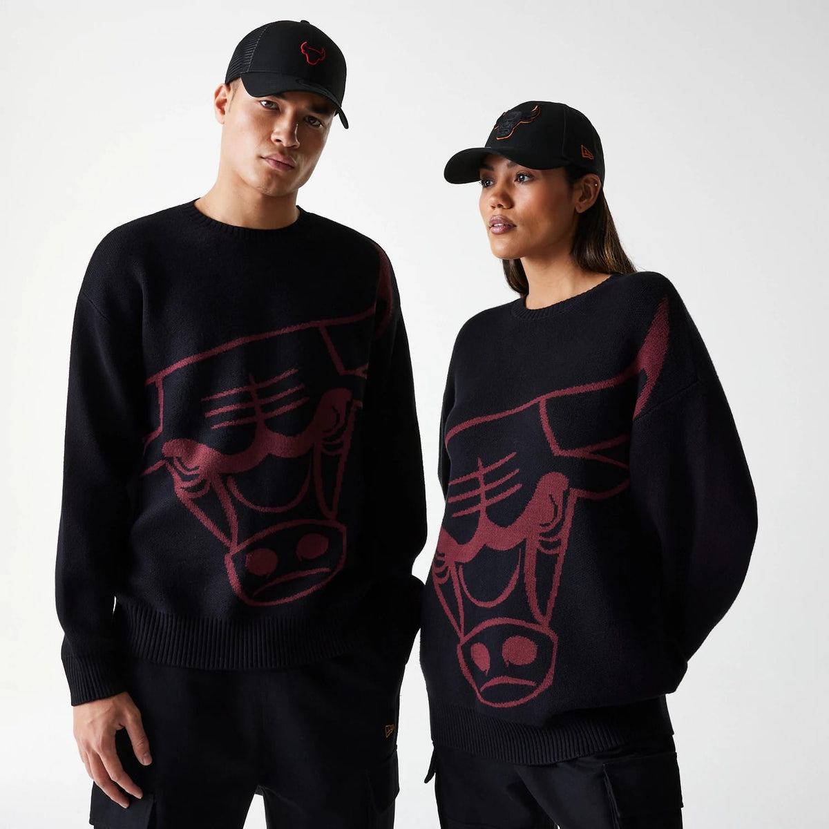 Chicago Bulls NBA Knit Black Oversized Knit Sweater-klyvox