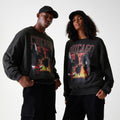 Chicago Bulls NBA Washed Graphic Grey Oversized Crew Neck Sweater-klyvox
