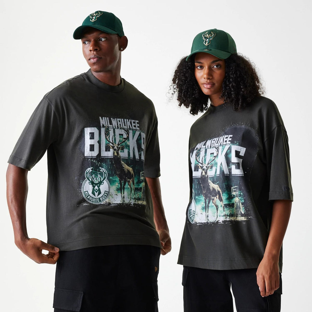 Milwaukee Bucks NBA Washed Graphic Grey T-Shirt-klyvox