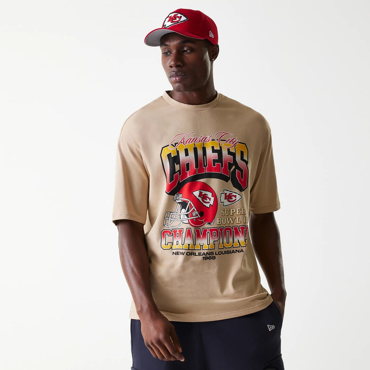 Kansas City Chiefs NFL Washed Super Bowl Beige Oversized T-Shirt-klyvox
