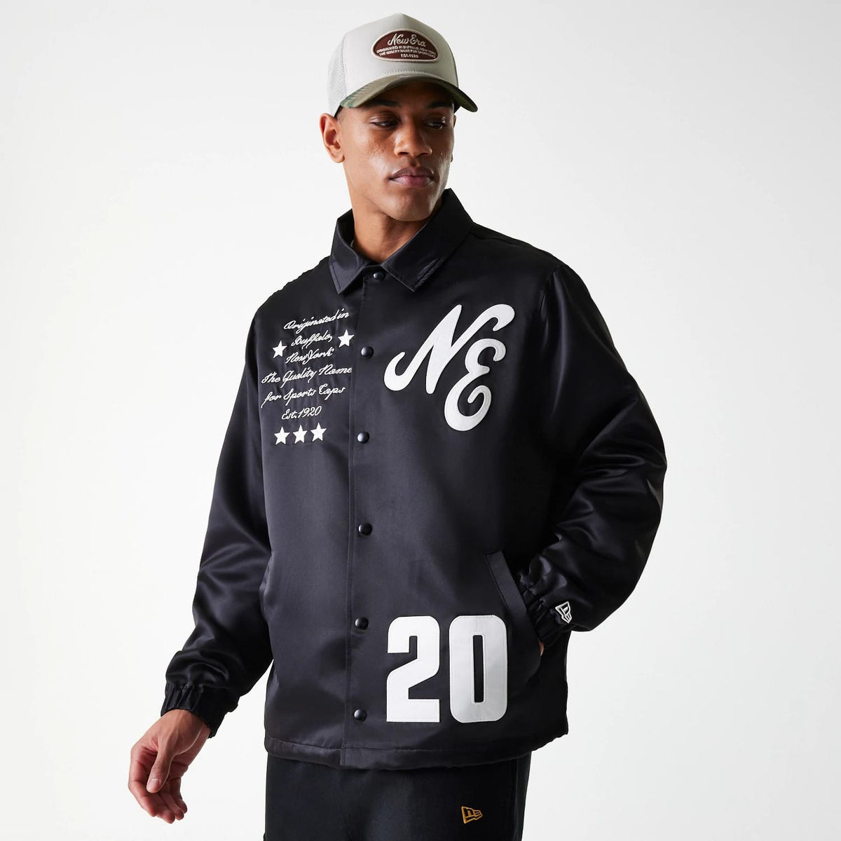 New Era Black Coaches Jacket-klyvox