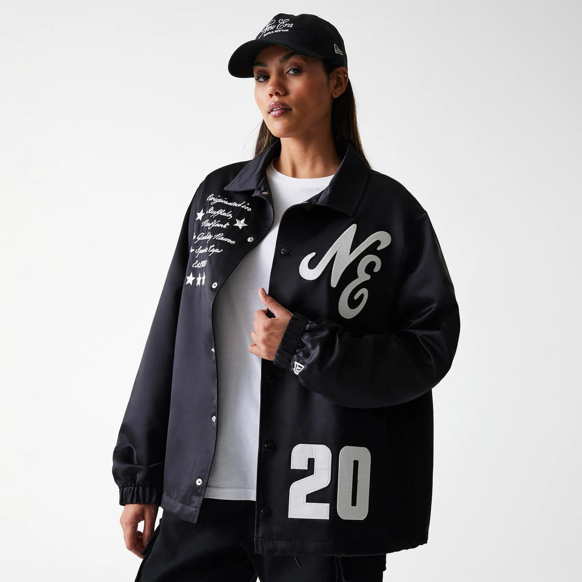 New Era Black Coaches Jacket-klyvox