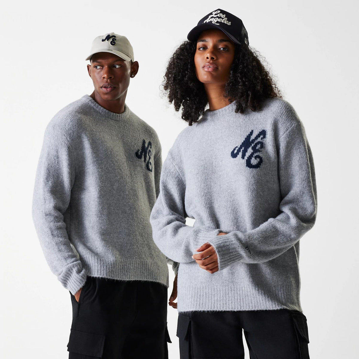 New Era Knit Grey Oversized Knit Sweater-klyvox
