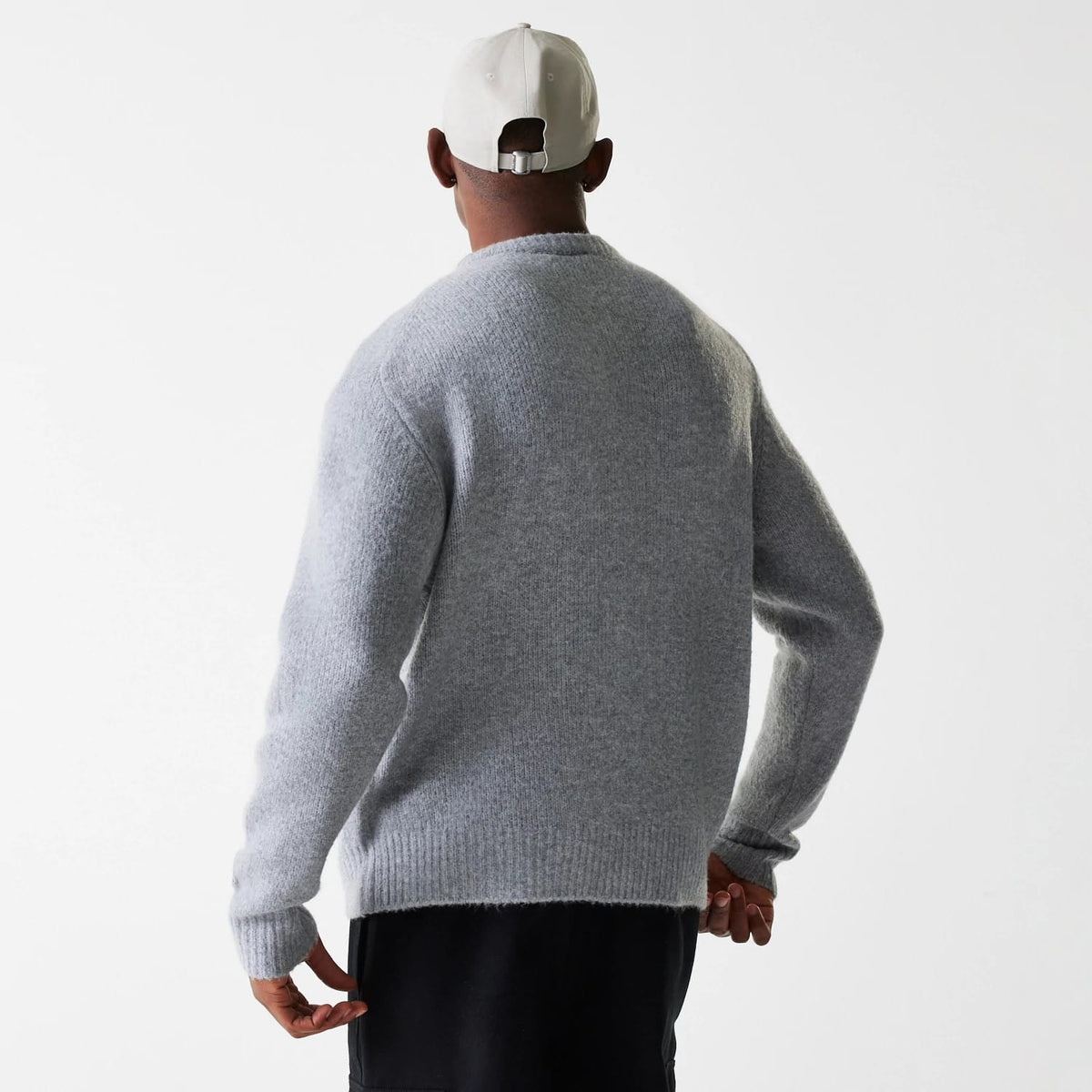 New Era Knit Grey Oversized Knit Sweater-klyvox