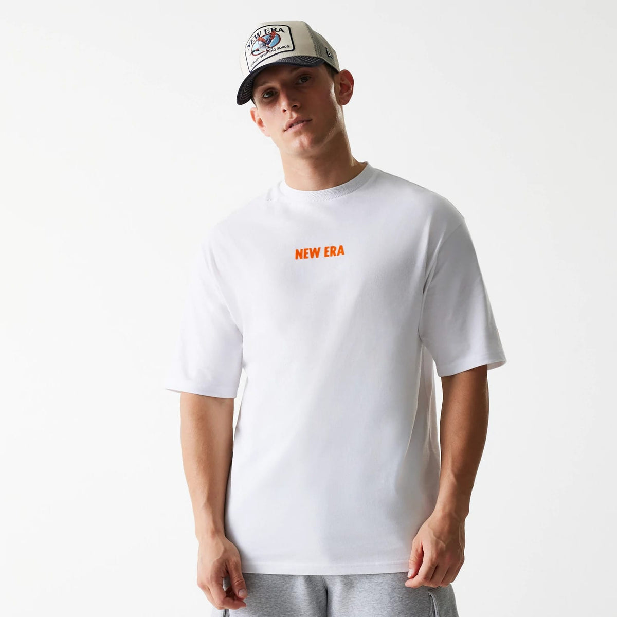 New Era Graphic White Oversized T-Shirt-klyvox