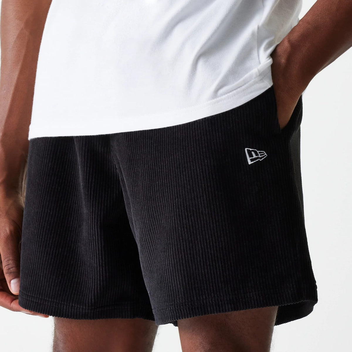 New Era Cord Black Shorts-klyvox