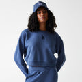 LA Dodgers Womens MLB Midi League Essential Dark Blue Cropped Crew Neck Sweater-klyvox
