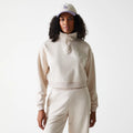LA Dodgers Womens MLB Tonal Light Beige Cropped 1/4 Zip Sweater-klyvox
